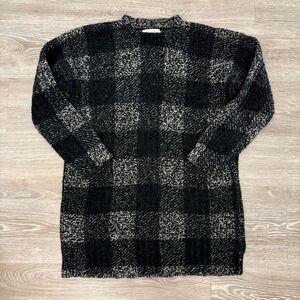 Denim & Supply Ralph Lauren Sweater Women's XS Grey Plaid 100% Wool Oversized